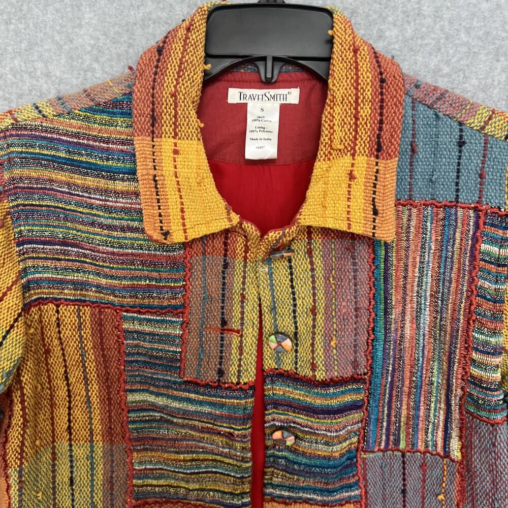 Travelsmith Patchwork Woven Jacket Small Textured… - image 5